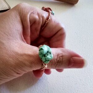 Ring Size 9.25 ~ Southwest Serenade: Turquoise Magnesite Wrapped in Copper